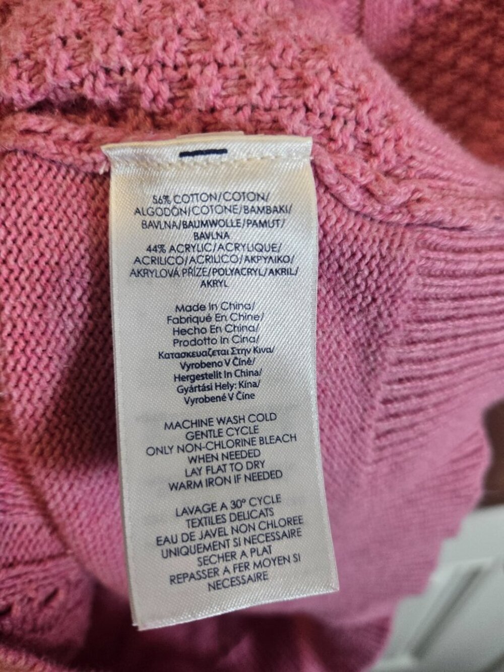 Chaps Pink Cable Knit Sweater Women's Medium Cotton Blend Preppy Cottagecore - Picture 4 of 7